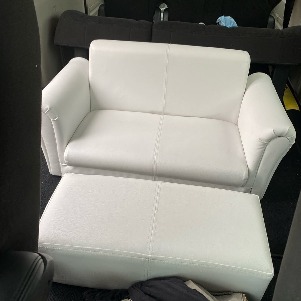 White Leather Kid Sofa
